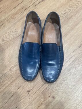 Florsheim Navy Leather Slip-On Loafers